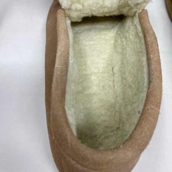 Cabelas Suede Sherpa Slippers Mens Size 12 M Cozy Cabincore Neutral - Picture 11 of 12